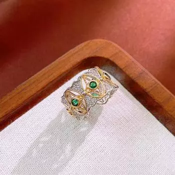 Кольцо с широким ободком, инкрустированное бриллиантами, кольцо на указательный палец в стиле ретро, ювелирные изделия класса люкс и высокого класса.