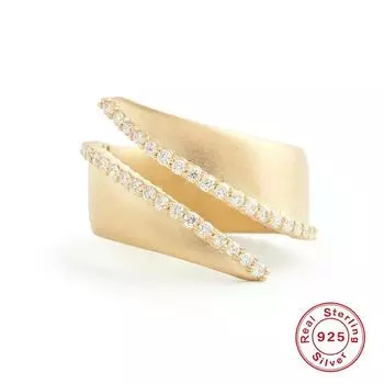 Кольцо с широкими краями и бриллиантами в форме змеи, трехслойное, с завитками, кольцо, кольцо, модные уличные аксессуары, серебряное кольцо 925 пробы opening adjustable