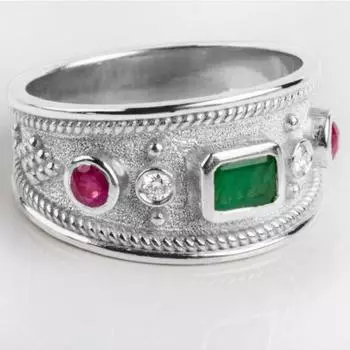 Кольцо с широкими пластинами в стиле ретро, песочного цвета, позолоченное цирконием No. 6 серебряный