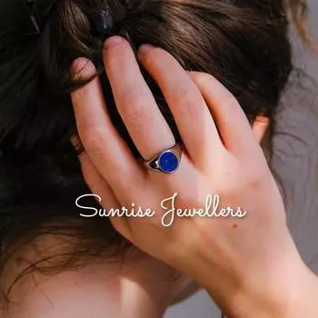 Кольцо с синей печаткой Lapis Lazuli, женское серебряное кольцо, золотое кольцо с печаткой для женщин, серебряное кольцо с печаткой для женщин, женское золотое кольцо 18 карат, составное кольцо 3 Us синий