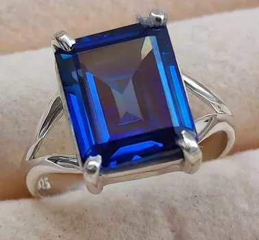 Кольцо с танзанитом, подарок для женщин, кольцо из цельного серебра 925 пробы с драгоценным камнем, украшения ручной работы, эффектное кольцо в стиле бохо, кольцо с синим камнем 4.5