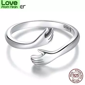 Кольцо с теплыми и любящими объятиями из стерлингового серебра 925 пробы для женщин, ювелирные изделия для вечеринок, его большое кольцо с любящими объятиями Bsr176