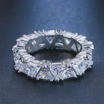 Кольцо с треугольным цирконом в европейском и американском стиле класса люкс - модные женские украшения Size 8 платиновый