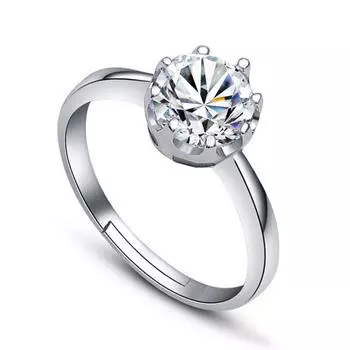 Кольцо с восемью когтями, посеребренное кольцо с короной, женское модное циркониевое кольцо, парные кольца Qixi opening adjustable