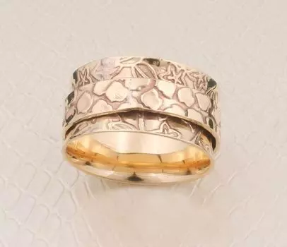 Кольцо с вращающимся кольцом ручной работы из 22-каратного золота для мужчин, кольцо для большого пальца, широкое кольцо с вращающимся кольцом, кольцо для медитации, подарок для леди Boho Jewelry 7 US