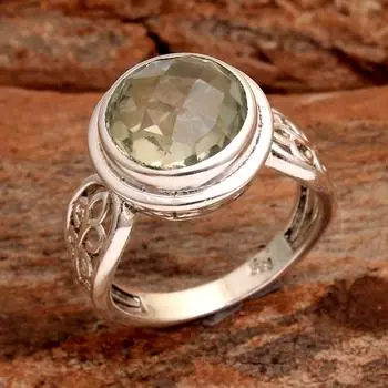 Кольцо с зеленым аметистом, женское кольцо, ювелирные изделия ручной работы, серебро 925 пробы, серебряные украшения 4 зелёный