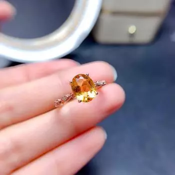 Кольцо с желтым кристаллом и овальным морганитом, покрытое розовым золотом 18 карат main stone 7x9mm, adjustable opening розового золота