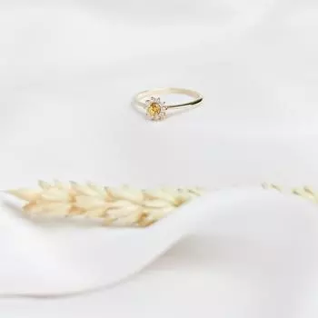 Кольцо с желтым сапфиром и крошечными круглыми драгоценными камнями, кольцо из стерлингового серебра 925 пробы, тонкая треугольная полоса, ювелирные изделия из натуральных драгоценных камней, подарок для нее M жёлтый