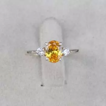 Кольцо с желтым сапфиром, кольцо из стерлингового серебра 925 пробы, кольцо с овальной огранкой, кольцо на годовщину, кольцо-обещание, помолвочное кольцо, подарок для женщины. M жёлтый
