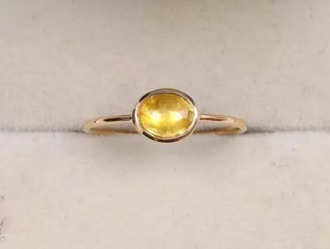 Кольцо с желтым сапфиром огранки «роза» — изящное кольцо с сапфиром из цельного серебра — подарок для нее — элегантные ювелирные изделия с сапфирами M жёлтый