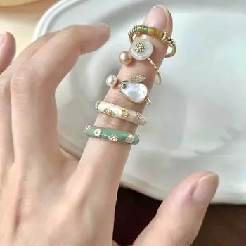 Кольцо с жемчугом Bunny, модное кольцо в стиле Хепберн, женское, нишевый дизайн, высокое чувство opening adjustable