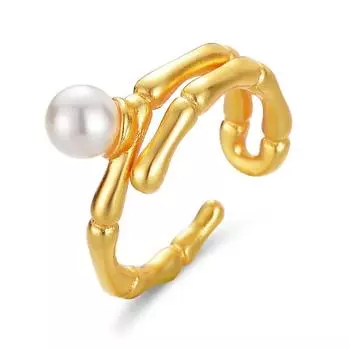 Кольцо с жемчугом и бамбуком, женское, нишевое, дизайнерское, новое, модное, индивидуальное, вегетарианское, кольцо на указательный палец, легкое, роскошное кольцо adjustable