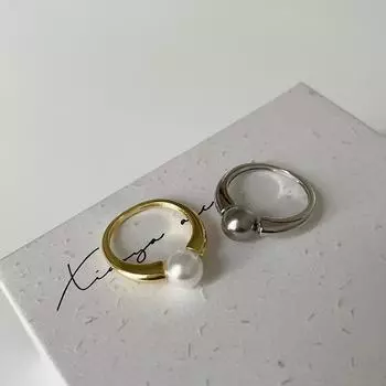 Кольцо с жемчугом из холодного и гладкого металла, женский нишевый дизайн, элегантный темперамент, модное и изысканное, универсальное кольцо.