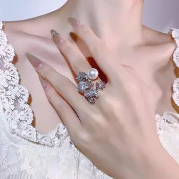 Кольцо с жемчугом, милое, милое, кольцо с лисой, открытое, модное, фабричное, модное, женское кольцо