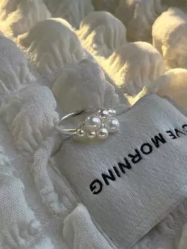 Кольцо с жемчугом не выцветает, модный дизайн, ниша из циркония, простое кольцо в стиле девушки из стерлингового серебра 925 пробы Hong Kong code around No. 12