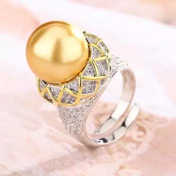 Кольцо с жемчугом, персонализированное, модное, регулируемое, для поездок на работу, Наньян, Чжухай, Макао, белый жемчуг