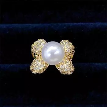 Кольцо с жемчугом в стиле барокко в стиле ретро для женщин, стильное, элегантное, стильное, элегантное, стильное кольцо Opening adjustable золотой