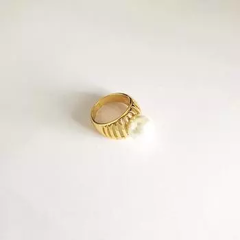 Кольцо с жемчугом женское ins холодный ветер ретро барокко металл простое темпераментное указательное кольцо 2025 новое No. 6 золотой