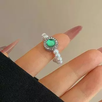 Кольцо с жемчужиной в стиле ретро, женское элегантное жемчужное эластичное кольцо, свадебное ювелирное украшение в подарок