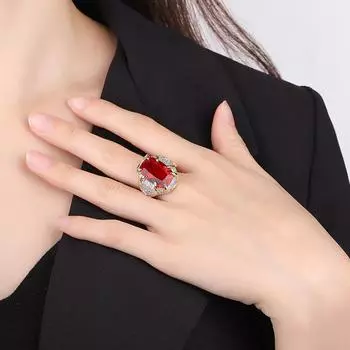 Кольцо с живым сапфиром в стиле ретро, имитация текстуры, цветное драгоценное изумрудное кольцо, сапфировое кольцо с сахарной башней, основной камень