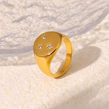 Кольцо Samsung Ring, позолоченное 18-каратным настоящим золотом, простое кольцо из нержавеющей стали с микробриллиантами. No. 6