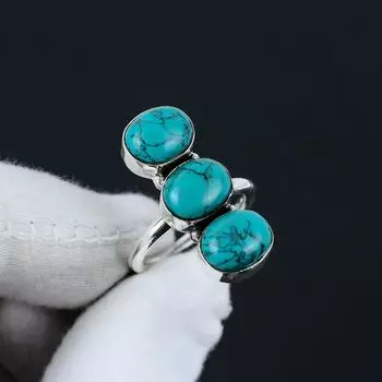 Кольцо Santa Rosa Turquoise, регулируемое, из стерлингового серебра 925 пробы — подходит для размеров США от 6 до 10 — украшения ручной работы в стиле бохо для женщин и мужчин, подарки на День святого Валентина Adjustable зелёный