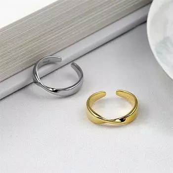Кольцо Season Gate из стерлингового серебра, простое, креативное, золотистого цвета, с геометрическим узором и линией кручения, регулируемый размер, открытое, для женщин, оптовая продажа Resizable золотистый