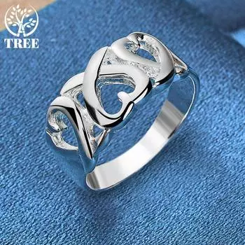 Кольцо-сердце из стерлингового серебра 925 пробы, модные свадебные украшения 6#