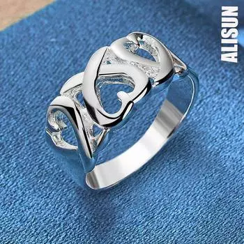 Кольцо-сердце из стерлингового серебра 925 пробы, модные свадебные украшения 6#