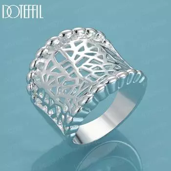 Кольцо-шарм из изогнутой сетки из стерлингового серебра 925 пробы 7#