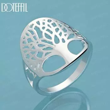 Кольцо-шарм из стерлингового серебра 925 пробы в виде круглого дерева 6#