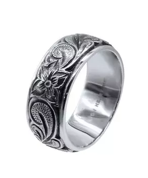Кольцо широкое гавайское нержавеющая сталь 316L Allergy 15 Silver [Lion Heart] LH-1 кольцо/хирургическое (Совместимость с металлами) Нет.