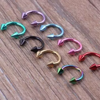 Кольцо-штанга для носа, круглого ушного ногтя, кольцо из нержавеющей стали 1.2*8*3mm чёрный