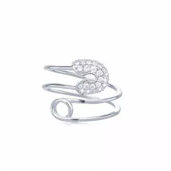 Кольцо-скрепка из сверкающего циркония для женщин, простое, с геометрическим дизайном, регулируемое, на указательный палец