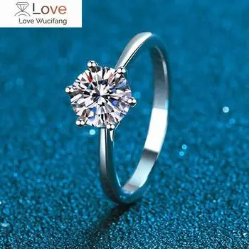 Кольцо Smyoue D Color 2ct Moissanite обручальное круглой огранки из платинового серебра с классическим 6-зубчатым бриллиантом Enternity
