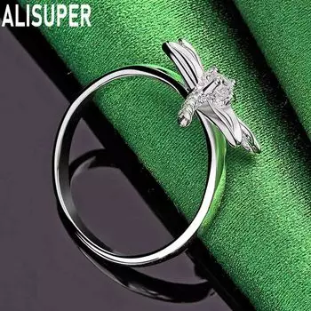 Кольцо со стрекозой из стерлингового серебра 925 пробы с цирконием AAA, изысканное свадебное украшение 5#