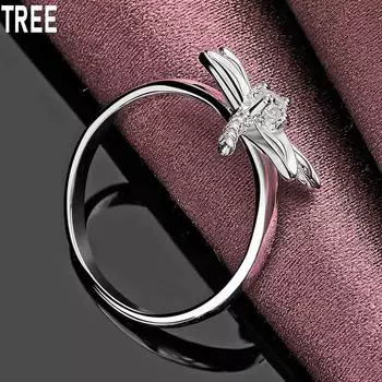Кольцо со стрекозой из стерлингового серебра 925 пробы с цирконием AAA, изысканное модное свадебное украшение 5#