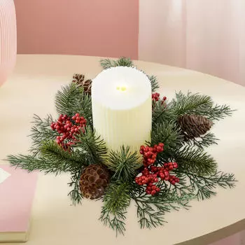 Кольцо со свечой в стиле бохо, венок, креативные настольные рождественские зеленые кольца для дома Brown Cones