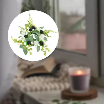 Кольцо со свечой, венок, искусственная гирлянда, бохо-шик, подсвечник, настольный декор, украшение для стола чёрный