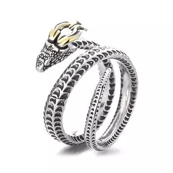 Кольцо со змеей, мужское и женское одинаковое отверстие может регулировать ретро-этнический стиль двенадцати зодиака, змея, креативное кольцо на палец