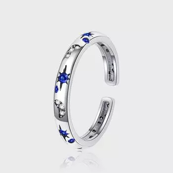 Кольцо со звездой и луной из стерлингового серебра S925 пробы, женское, с микро-закрепкой сверкающих бриллиантов, индивидуальное, в стиле ретро, регулируемое, маленькое