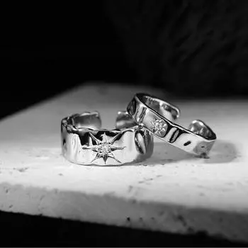 Кольцо со звездой из блестящего циркона, модные изысканные женские и мужские регулируемые кольца для пар Y2K, хип-хоп, вечерние украшения для девочек, подарки