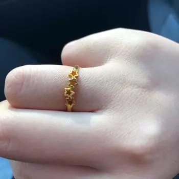 Кольцо со звездой женское простое модное корейское исполнение Star Lianxing Live Регулируемое легкое роскошное пятиконечное звездное кольцо
