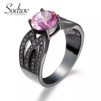 Кольцо SODROV с изумрудом и розовым цирконом
