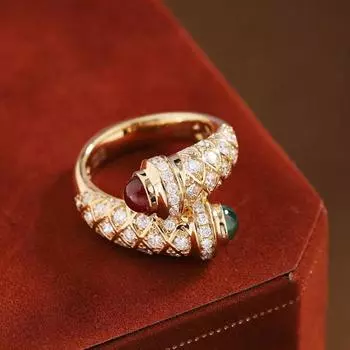 Кольцо-сокровище BELLA BOX из французского старинного стекла, подходит для повседневной женской вечеринки, модные украшения US No.6 красный