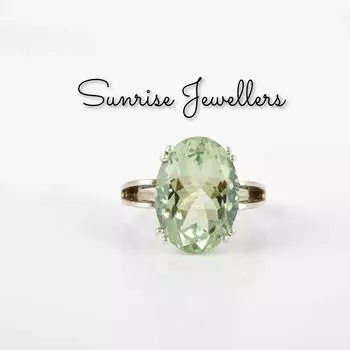 Кольцо-солитер с натуральным аметистом и стерлинговым серебром 925 пробы 5 US зелёный