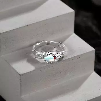 Кольцо Special-Interest Design из стерлингового серебра 925 пробы с инкрустацией лунным камнем, простое, с открытым регулируемым кольцом на указательный палец в холодном стиле Opening is adjustable