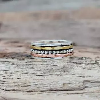 Кольцо Spinner Band, украшения ручной работы, эффектное кольцо, кольцо в стиле бохо, серебро 925 пробы, кольцо унисекс, серебряные украшения-подвески 6