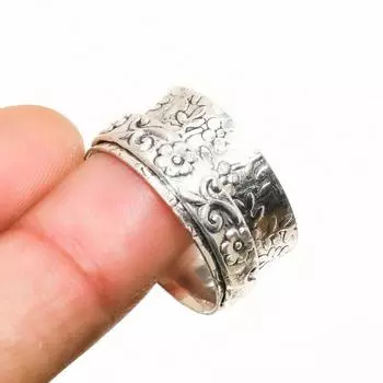 Кольцо-спиннер для медитации с драгоценным камнем ручной работы, посеребренное ювелирное кольцо 925 пробы, размер 11