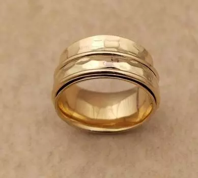 Кольцо Spinner из стерлингового серебра 925 пробы, кованое кольцо, дизайнерское кольцо, кольцо унисекс, эффектное кольцо, серебряные украшения 6